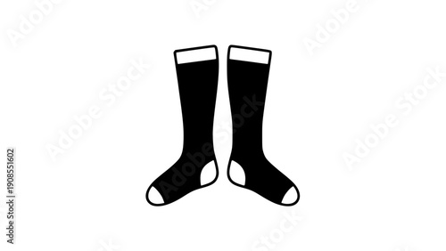 Long socks black white icon 