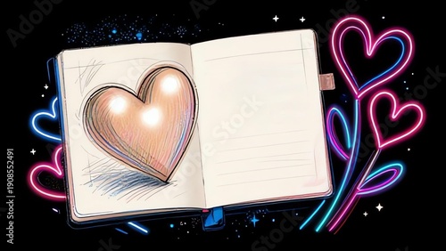 Open book with heart