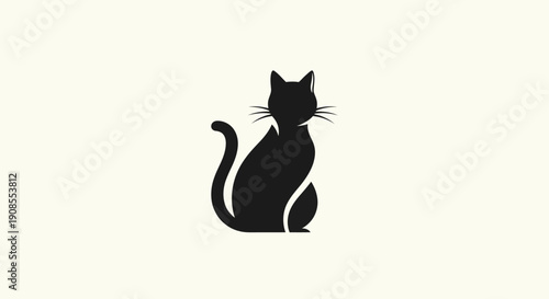 Black cat silhouette on white background