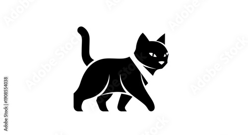 Black cat silhouette walking profile