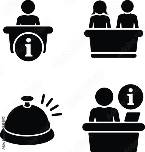 Information icons representing customer service and support interactions