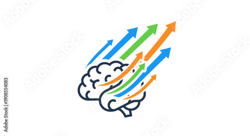 Brain with Arrows Indicating Mental Growth.
