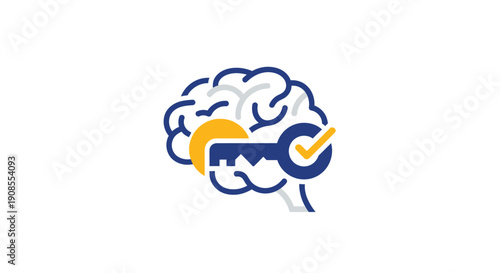 Brain with Checkmark Logo Design.