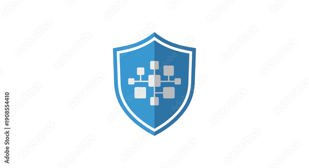Fototapeta premium Blue shield with circuit board design.