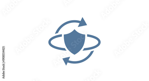 Blue shield with circular arrows icon.