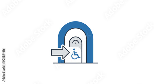 Blue wheelchair accessible sign symbol.