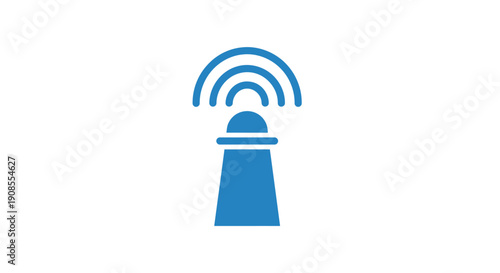 Blue WiFi Signal Tower Icon.