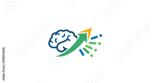 Brain Icon with Green Arrow Upward Trend.