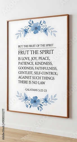 Decorative bible verse poster featuring the fruit of the spirit from galatians 5:22-23