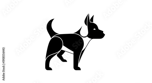 Black dog silhouette on white background