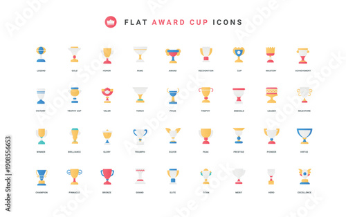 Goblet trophy for sport competition, contest, best skill thin symbols vector illustration. Award cups for winners success victory, honor prizes of different shapes flat icon set