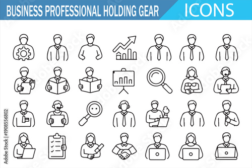 Human resource and recruitment outline icons