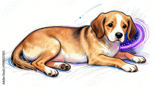 Cute Puppy, cartoon drawing, Ai Generated Art