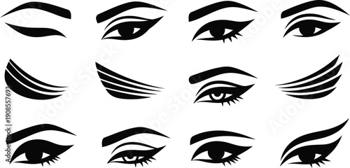 Collection of various eyelid and eye makeup designs