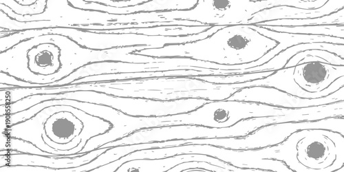 Seamless wood grain texture with knots, a rustic natural pattern in monochrome for backgrounds and design elements