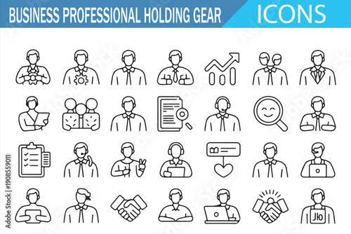 Office workers and management system symbols