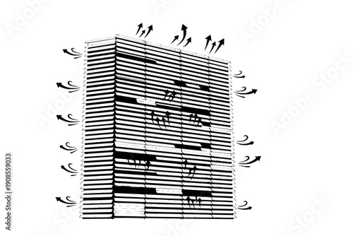 Sustainable Architecture Adaptive Building Facade Vector Icon for Climate Responsive Design and Energy Efficiency