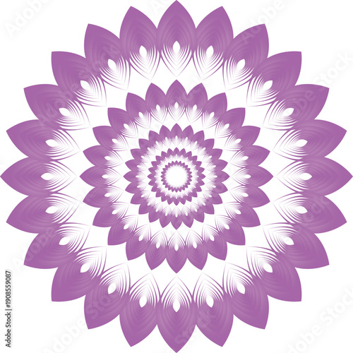 Mandala floral violet en forme de lotus – Illustration géométrique décorative isolée sur fond transparent