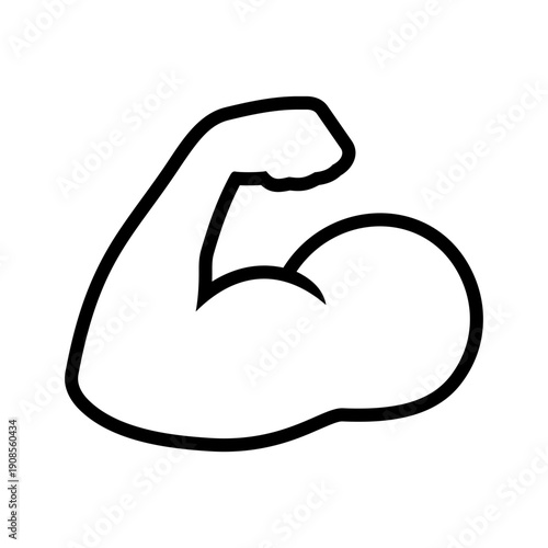 Muscle icon. Strong. Strength. Power. Bodybuilding. Bicep. Vector icon isolated on white background.