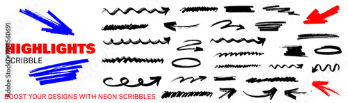 Playful paper sketch with marker lines and highlight accents, smooth underline curve and arrow cues, hand drawn marker highlight style with underline detail.