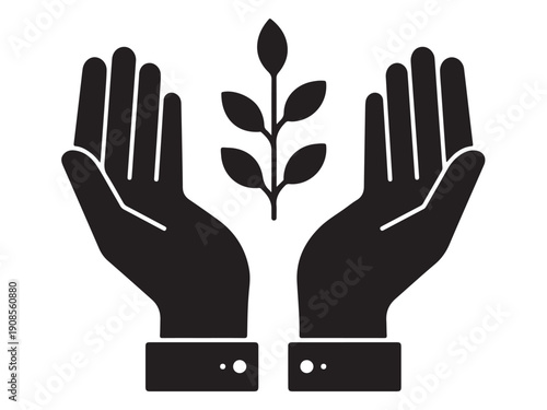 Hands holding a plant sprout symbolizing growth and nurturing  eco friendly concept