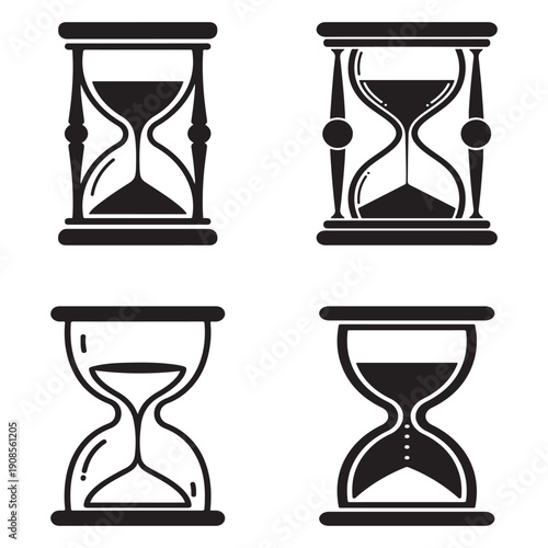 Hourglass icons sand timer symbols clock time measurement tools  hourglasses