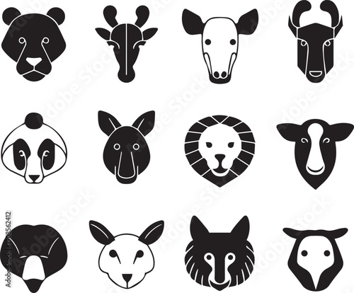 Modern animal head logo  vector style graphic shape 