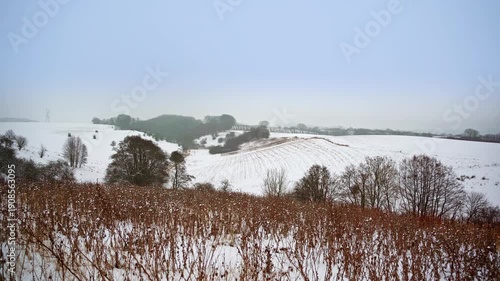 Glacial valley landscape covered in snow, symbolizing ice age geology and natural formation
