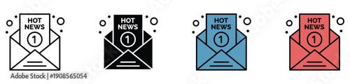 Hot News Breaking Alert Icon Set Vector Design for Media and Journalism Updates