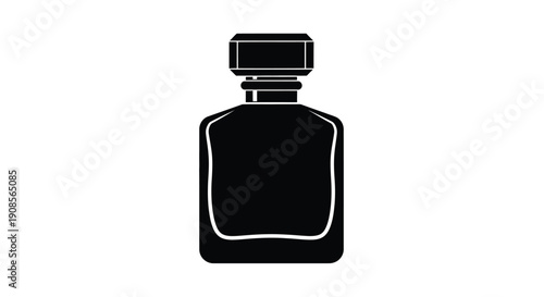 A black perfume bottle illustration simple and elegant silhouette