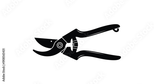 A black silhouette of gardening shears used for pruning plants silhouette