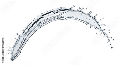 Dynamic water splash arc isolated on transparent background