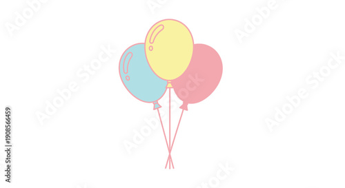 Colorful balloons tied together a delightful and simple silhouette