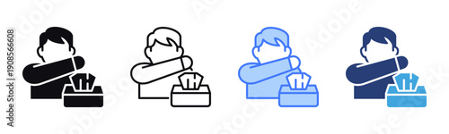 Cough Etiquette icon sheet multiple style collection
