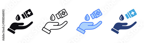 Hand Sanitizing icon sheet multiple style collection