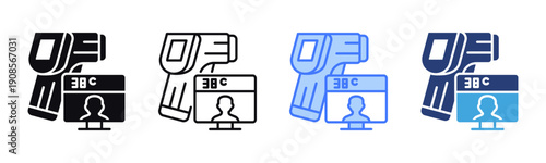 Fever Detection icon sheet multiple style collection