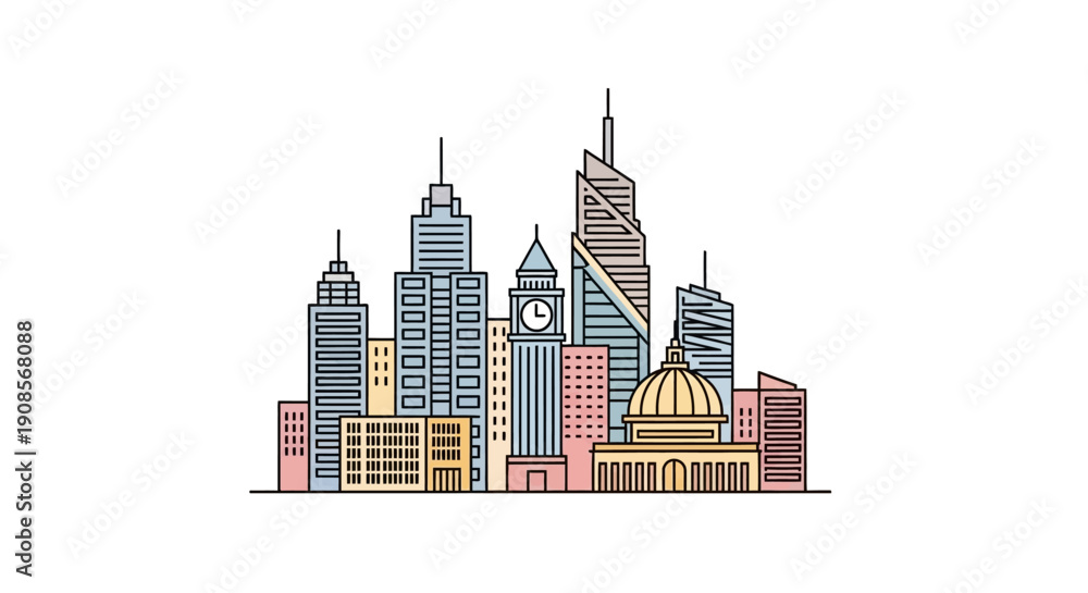 Fototapeta premium City Skyline with Modern Skyscrapers.