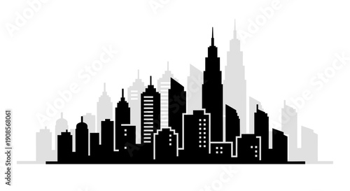 City Skyline Silhouette Illustration Vector Graphic.
