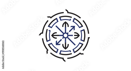 Circular maze with arrows pointing outward.