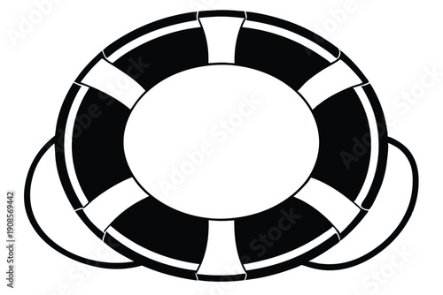 lifebuoy ring line art silhouette vector illustration