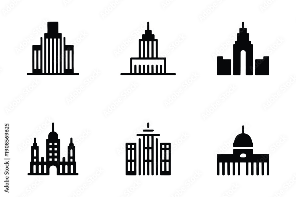 Fototapeta premium Building Icons: Architecture, Skyscraper, City, Landmark