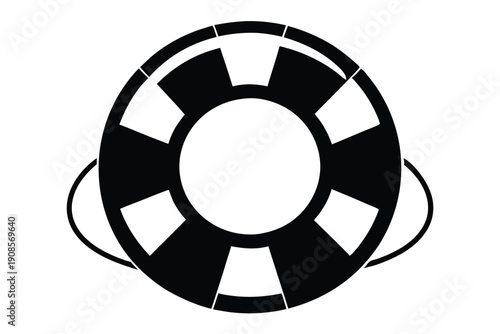 lifebuoy ring line art silhouette vector illustration