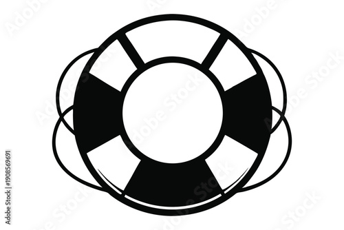 lifebuoy ring line art silhouette vector illustration