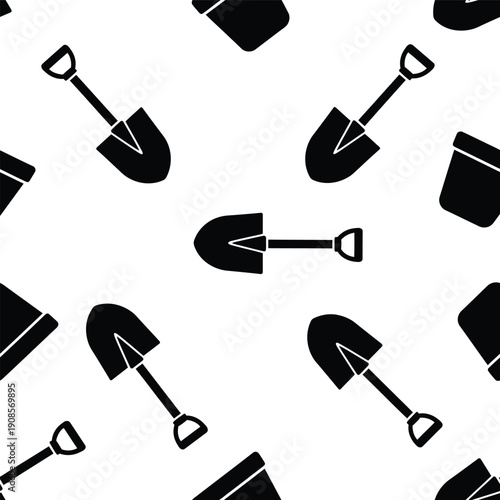 Shovels pattern illustration for gardening and landscaping tools usage
