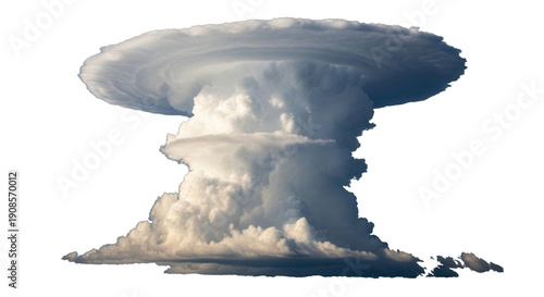 Dramatic cumulonimbus cloud with anvil top, cut out, stock png, isolated on transparent background