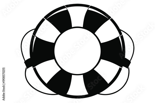 lifebuoy ring line art silhouette vector illustration
