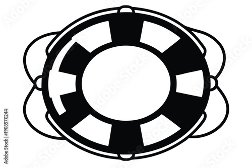 lifebuoy ring line art silhouette vector illustration