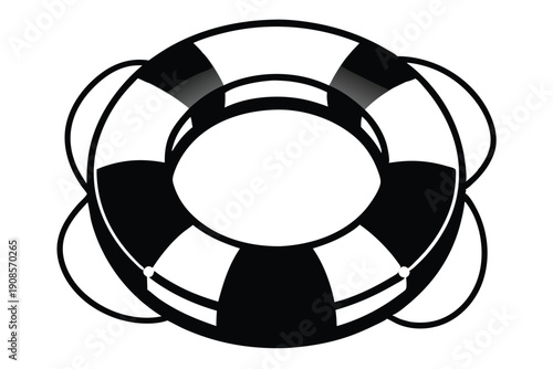 lifebuoy ring line art silhouette vector illustration