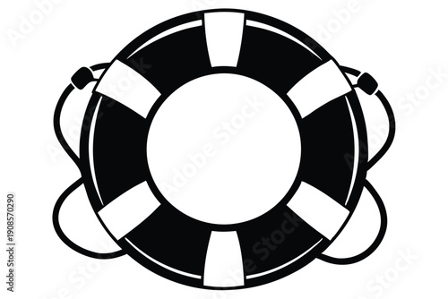 lifebuoy ring line art silhouette vector illustration