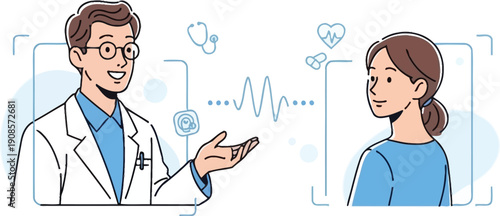 Friendly doctor consulting patient in modern medical setting